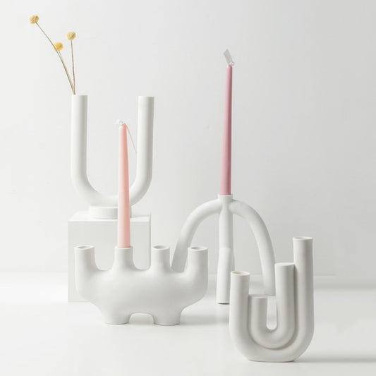 bougeoir céramique blanc - Esprit Chandelier