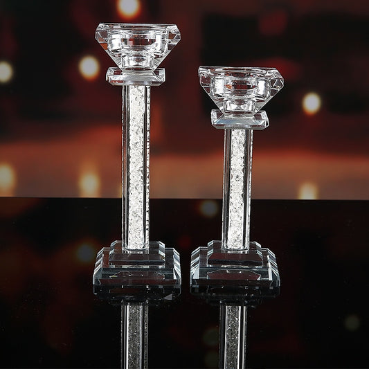 Bougeoirs sur pied cristal - Esprit Chandelier