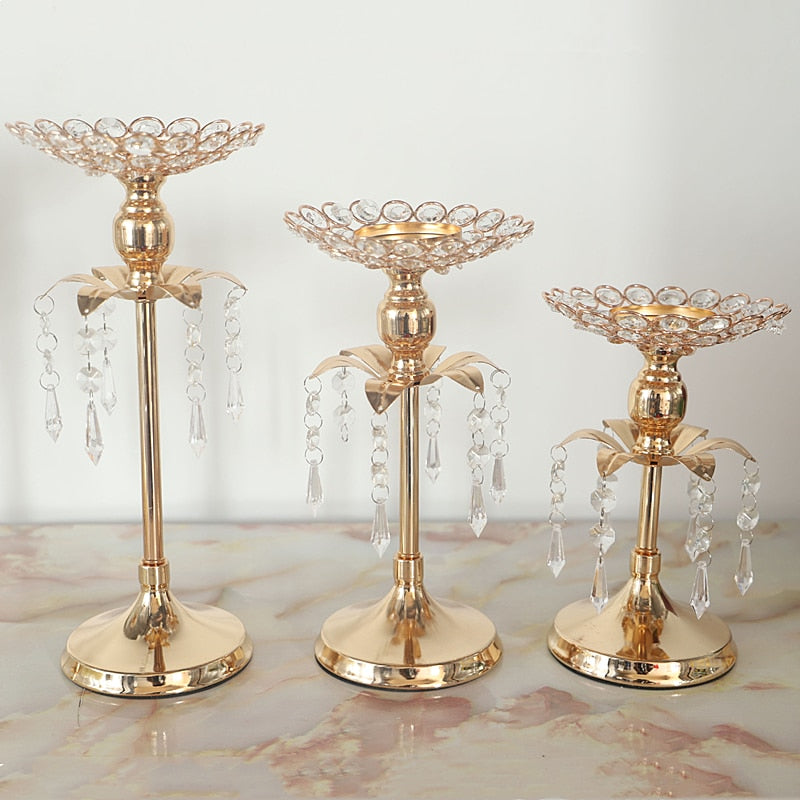 Lot Bougeoir Pampille Doré  - Esprit Chandelier