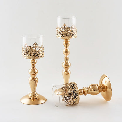 Photophore dentelle sur pied doré - Esprit Chandelier