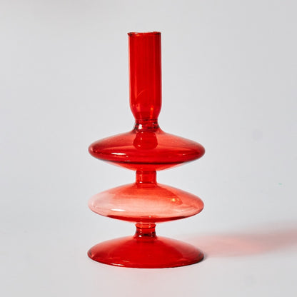 Chandelier 2 anneaux Verre Rouge - Esprit Chandelier
