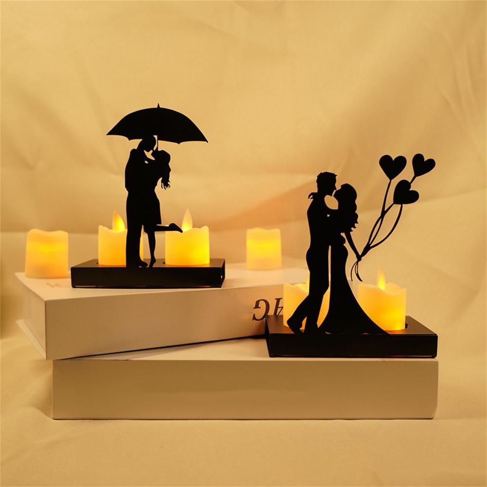bougeoir noir amoureux silhouette - Esprit Chandelier
