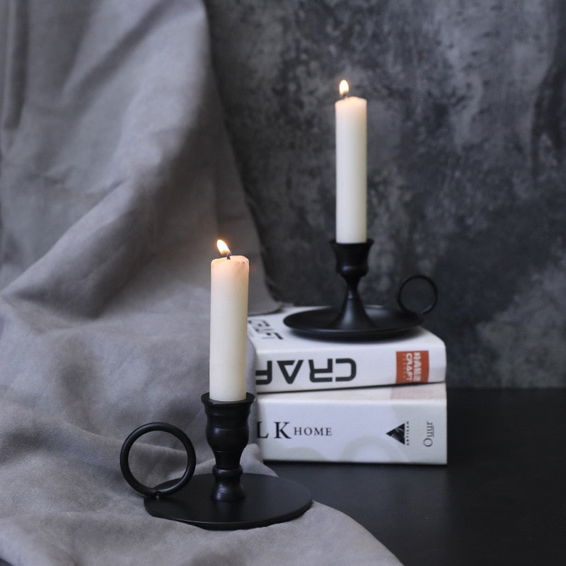 Bougeoir noir coupelle plate - Esprit Chandelier