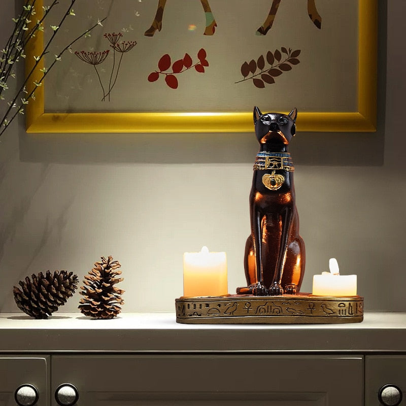 bougeoir statut egyptienne noire - Esprit Chandelier