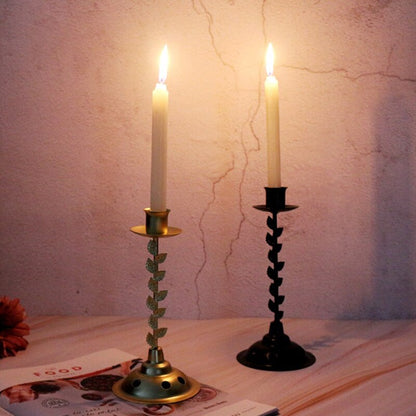 bougeoir tige feuille métal - Esprit Chandelier