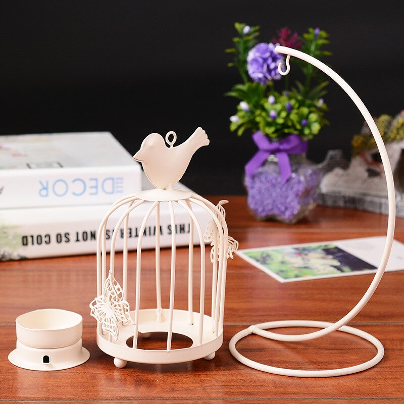 Photophore blanc cage oiseau - Esprit Chandelier