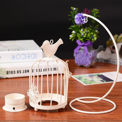 Photophore blanc cage oiseau - Esprit Chandelier