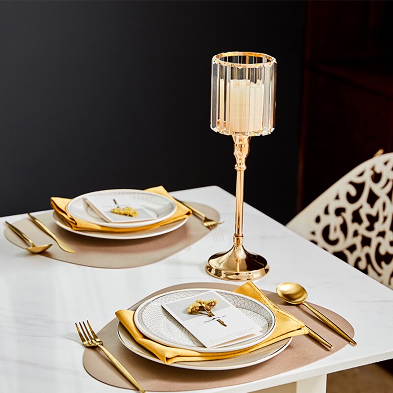 Photophore de Table Verre pied doré - Esprit Chandelier