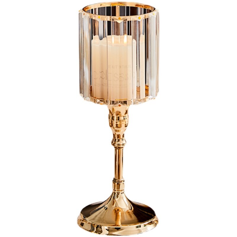 S Photophore Verre pied doré - Esprit Chandelier