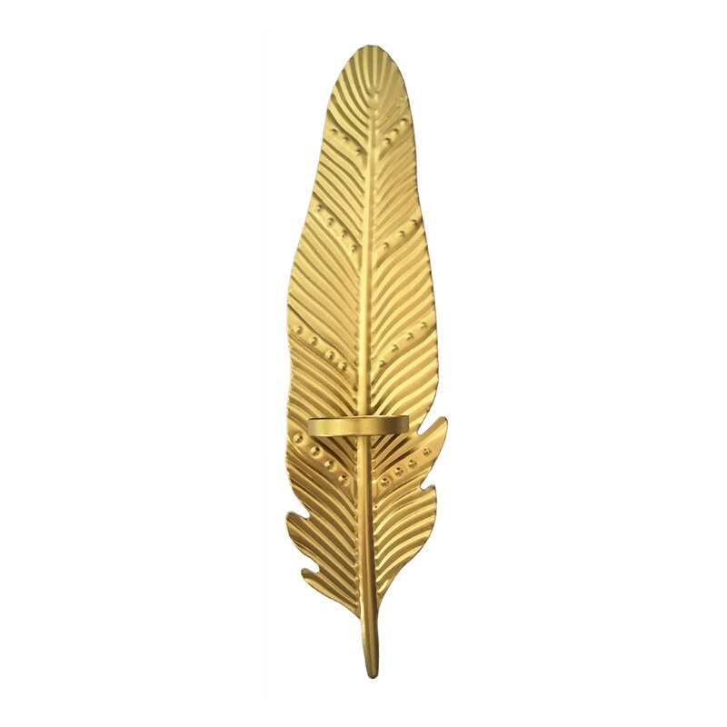 plume dorée bougeoir mural - Esprit Chandelier