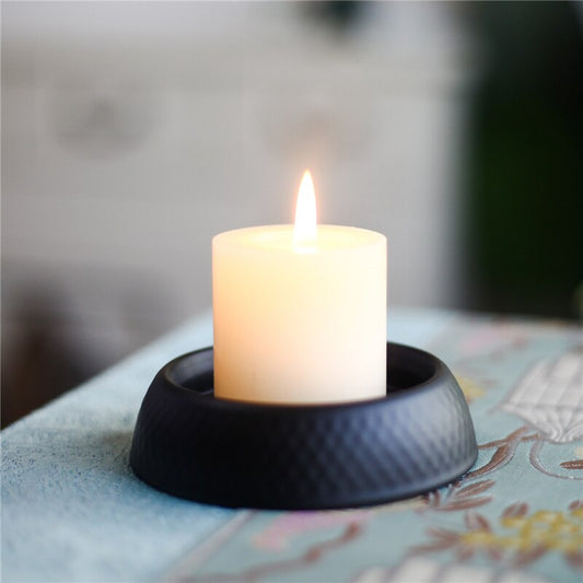 Support à bougie noir rond - Esprit Chandelier